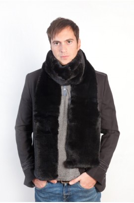 Black rex fur stole - scarf